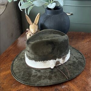 Custom Created Dark Green Wide Brim Hat